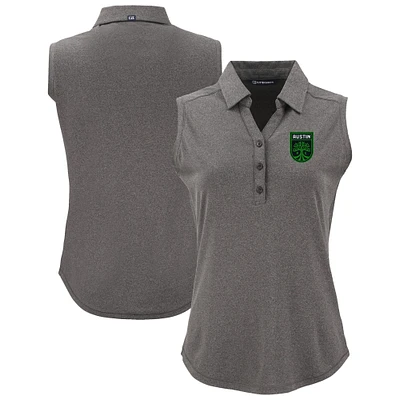 Women's Cutter & Buck Heather Black Austin FC Forge Eco Stretch Recycled Sleeveless Polo