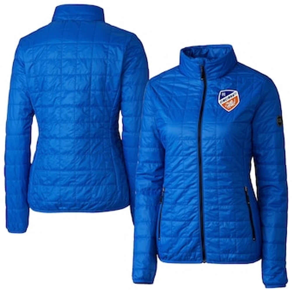 Women's Cutter & Buck Royal FC Cincinnati Rainier PrimaLoft Eco Insulated Full-Zip Printed Puffer Jacket