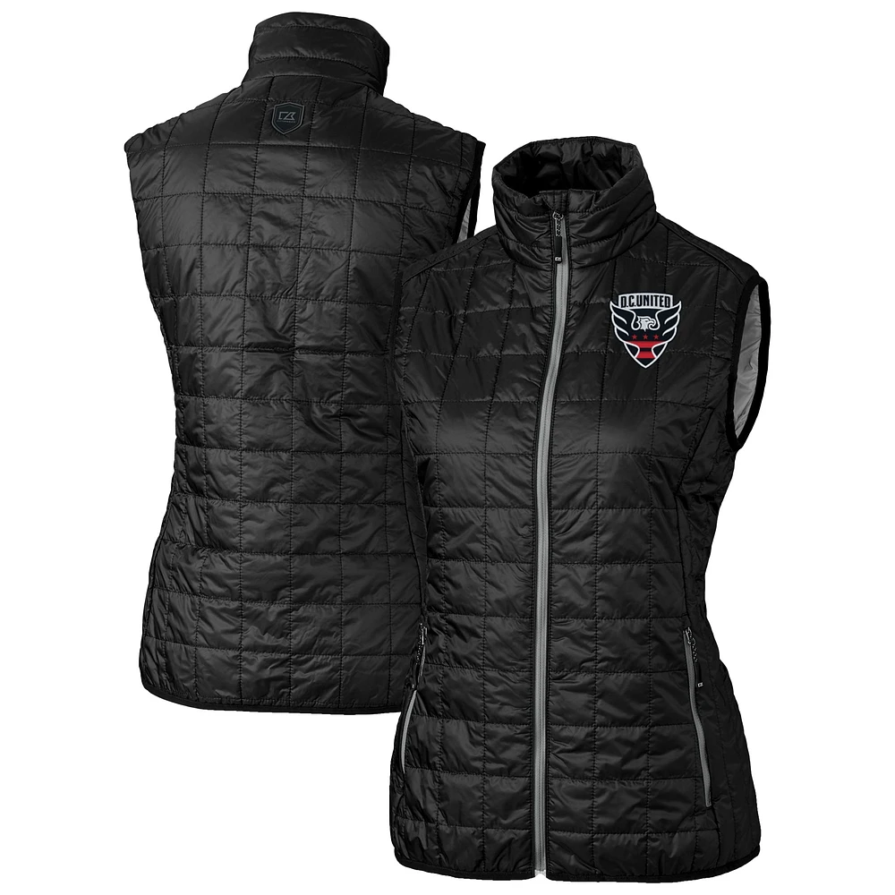 Women's Cutter & Buck Black D.C. United Rainier PrimaLoft Eco Insulated Full-Zip Printed Puffer Vest