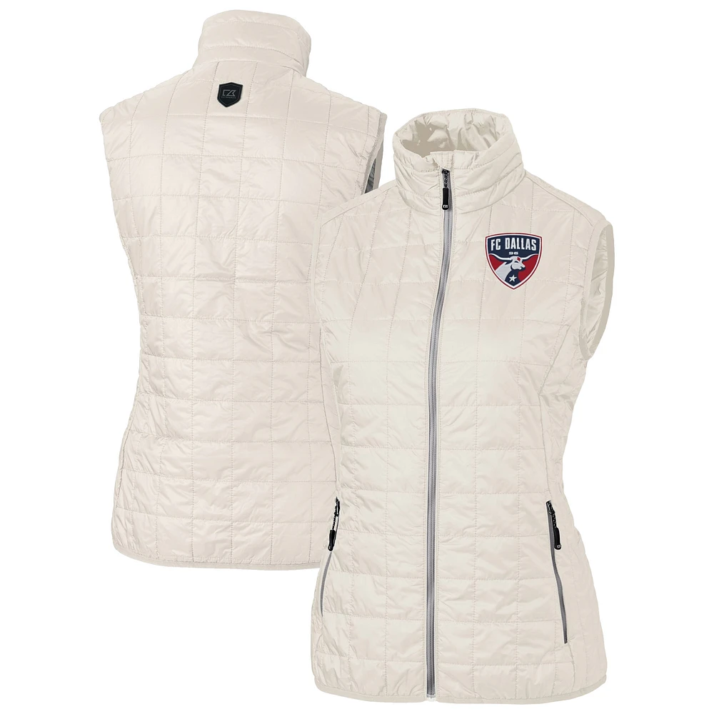 Women's Cutter & Buck Oatmeal FC Dallas Rainier PrimaLoft Eco Insulated Full-Zip Printed Puffer Vest