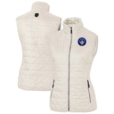 Women's Cutter & Buck Oatmeal CF Montreal Rainier PrimaLoft Eco Insulated Full-Zip Printed Puffer Vest