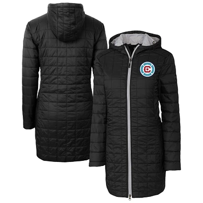 Women's Cutter & Buck Black Chicago Fire Rainier PrimaLoft® Eco Insulated Hooded Full-Zip Long Coat