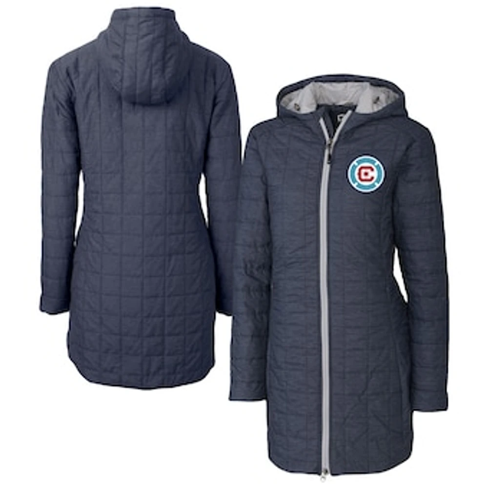 Women's Cutter & Buck Anthracite Chicago Fire Rainier PrimaLoft® Eco Insulated Hooded Full-Zip Long Coat