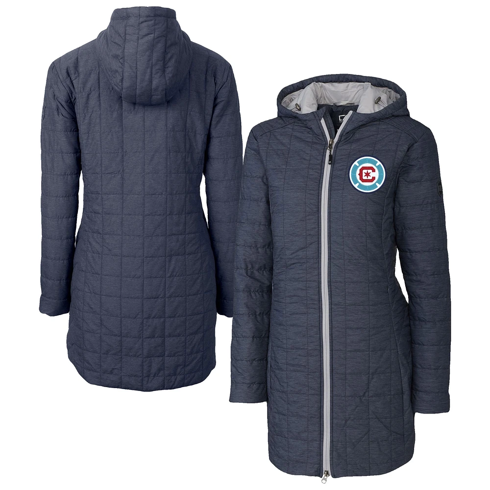 Women's Cutter & Buck Anthracite Chicago Fire Rainier PrimaLoft® Eco Insulated Hooded Full-Zip Long Coat