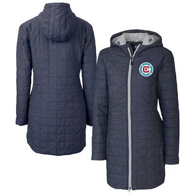 Women's Cutter & Buck Anthracite Chicago Fire Rainier PrimaLoft® Eco Insulated Hooded Full-Zip Long Coat