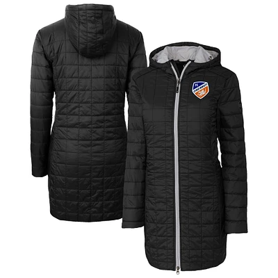 Women's Cutter & Buck Black FC Cincinnati Rainier PrimaLoft® Eco Insulated Hooded Full-Zip Long Coat