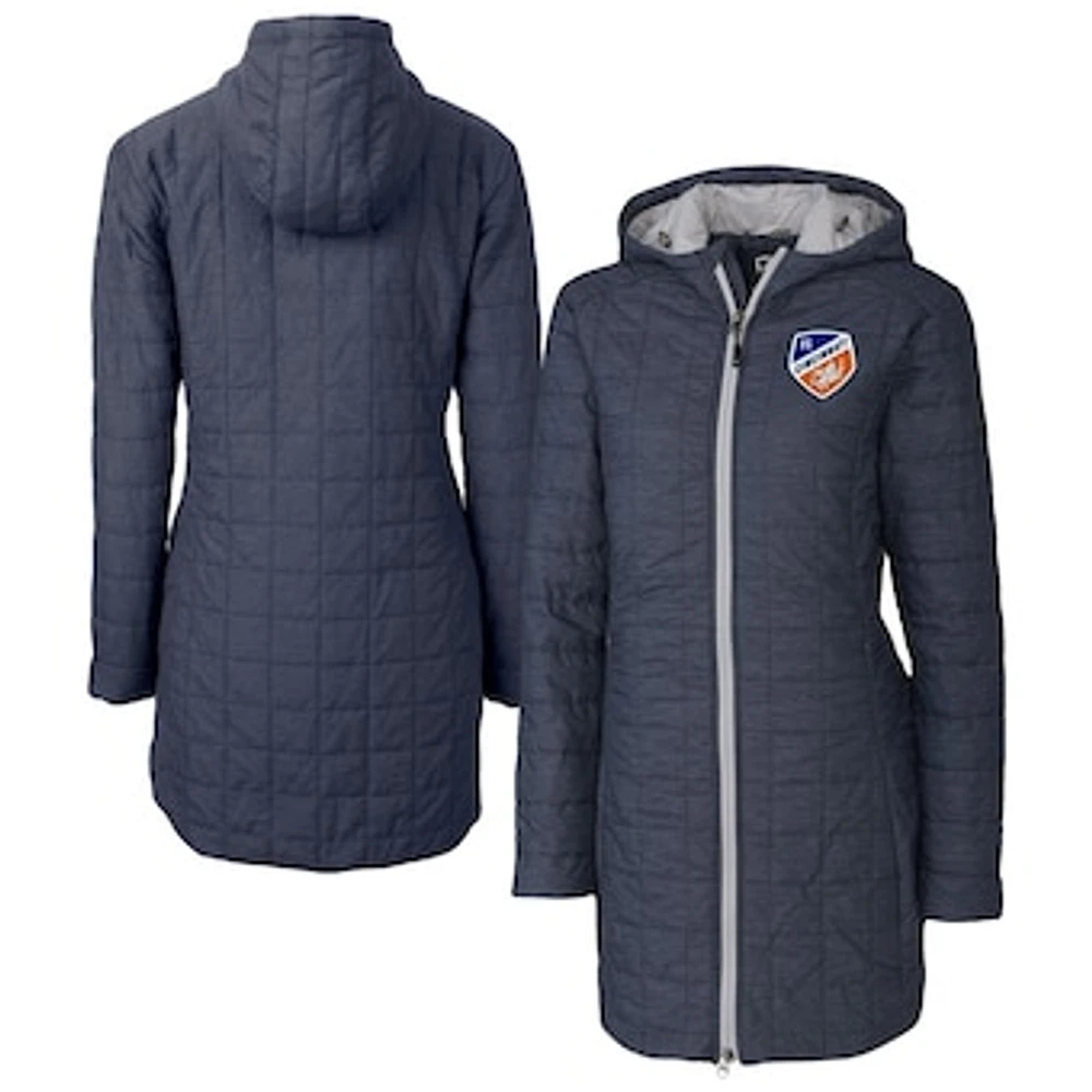 Women's Cutter & Buck Anthracite FC Cincinnati Rainier PrimaLoft® Eco Insulated Hooded Full-Zip Long Coat