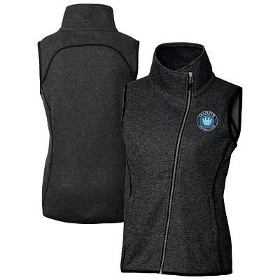 Women's Cutter & Buck Heather Charlotte FC Mainsail Sweater-Knit Full-Zip Asymmetrical Vest