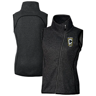 Women's Cutter & Buck Heather Columbus Crew Mainsail Sweater-Knit Full-Zip Asymmetrical Vest