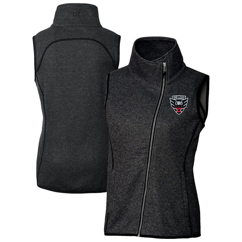 Women's Cutter & Buck Heather D.C. United Mainsail Sweater-Knit Full-Zip Asymmetrical Vest