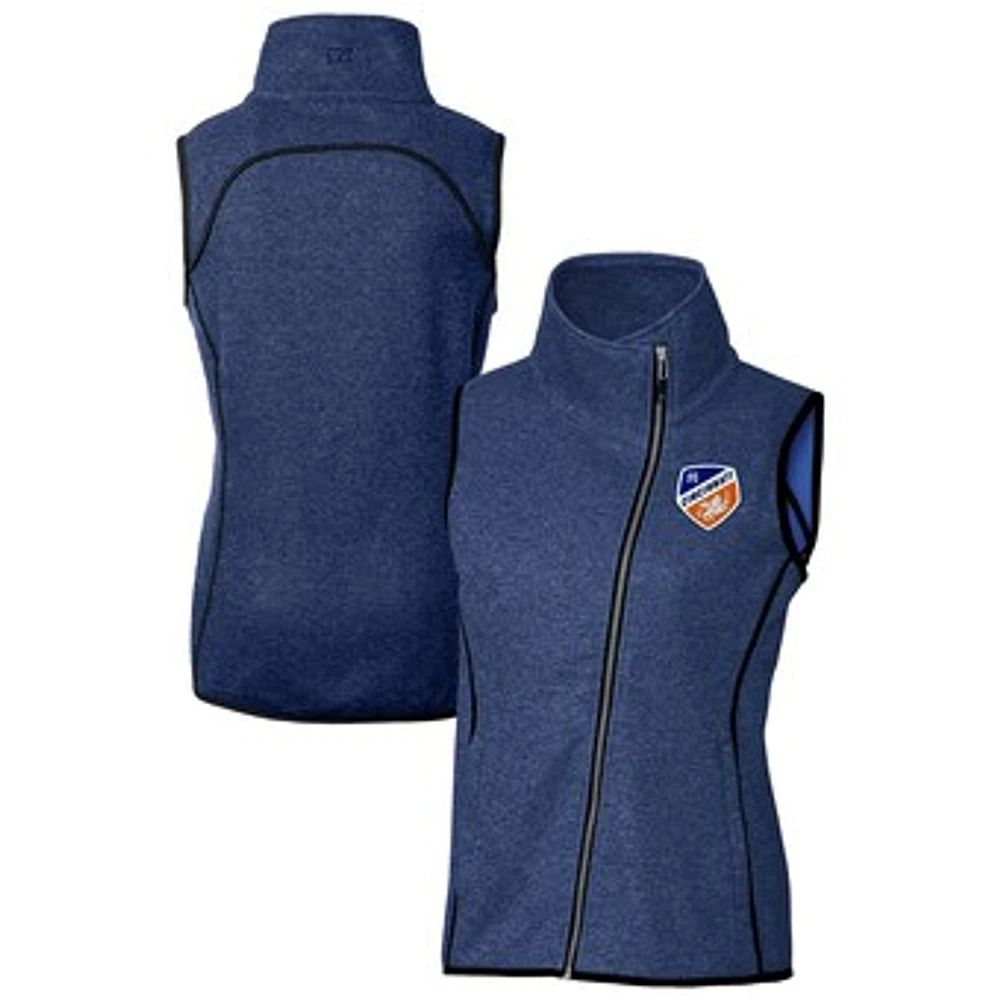 Women's Cutter & Buck Heather FC Cincinnati Mainsail Sweater-Knit Full-Zip Asymmetrical Vest