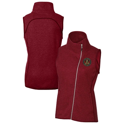 Women's Cutter & Buck Heather Atlanta United FC Mainsail Sweater-Knit Full-Zip Asymmetrical Vest