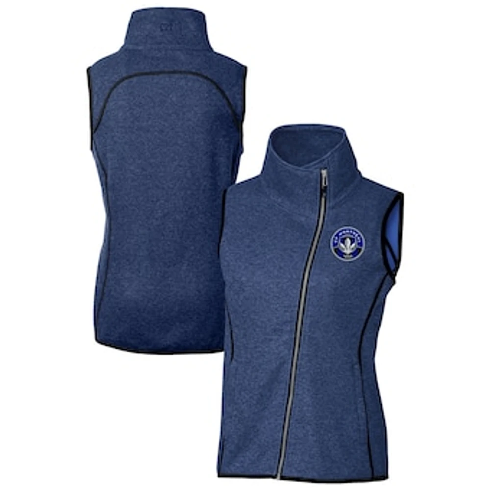 Women's Cutter & Buck Heather CF Montreal Mainsail Sweater-Knit Full-Zip Asymmetrical Vest