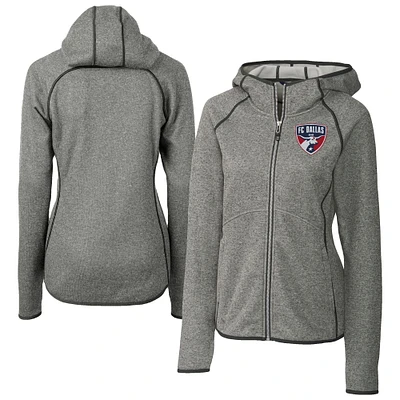 Women's Cutter & Buck Heather Gray FC Dallas Mainsail Sweater-Knit Full-Zip Jacket