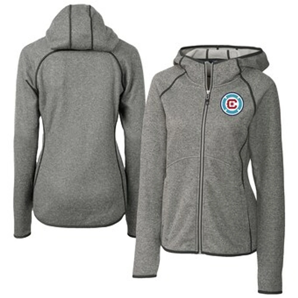 Women's Cutter & Buck Heather Gray Chicago Fire Mainsail Sweater-Knit Full-Zip Jacket
