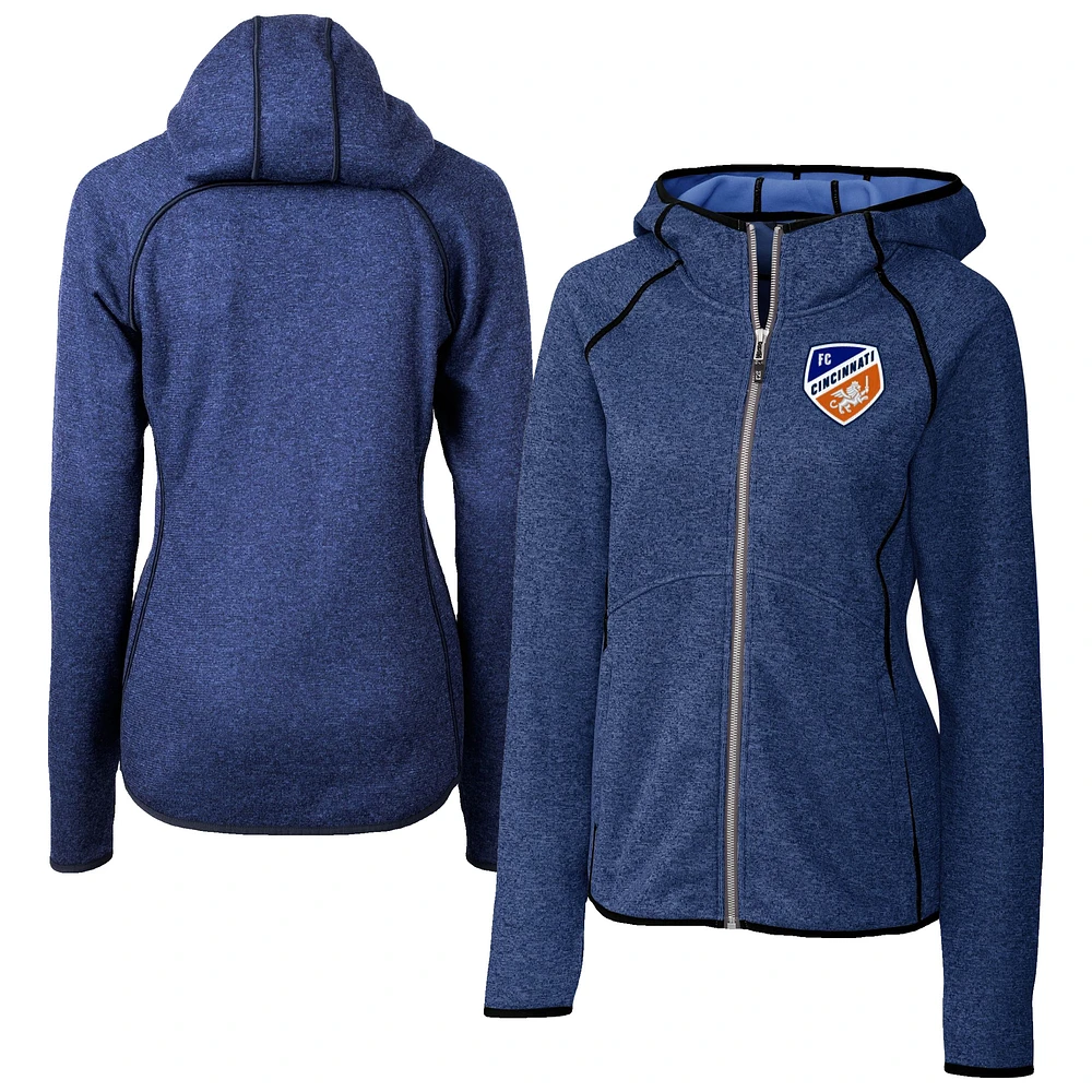 Women's Cutter & Buck Heather FC Cincinnati Mainsail Sweater-Knit Full-Zip Jacket