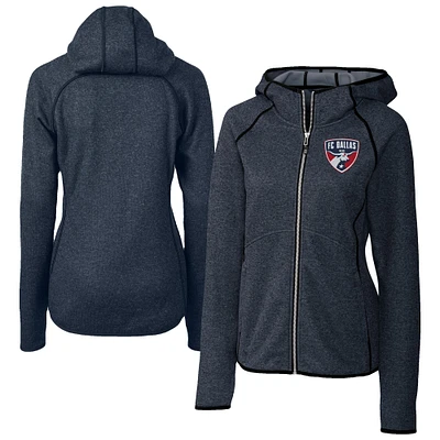 Women's Cutter & Buck Heather Navy FC Dallas Mainsail Sweater-Knit Full-Zip Jacket