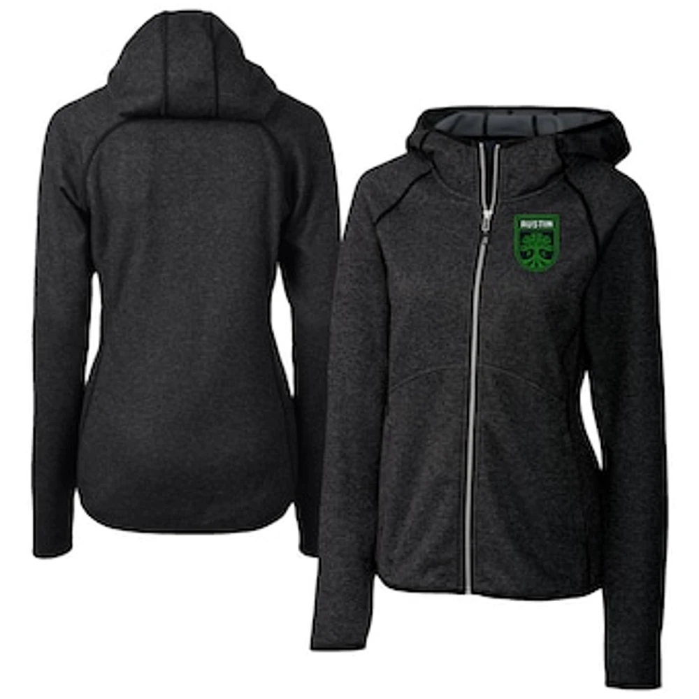 Women's Cutter & Buck Heather Charcoal Austin FC Mainsail Sweater-Knit Full-Zip Jacket