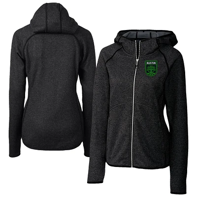 Women's Cutter & Buck Heather Charcoal Austin FC Mainsail Sweater-Knit Full-Zip Jacket