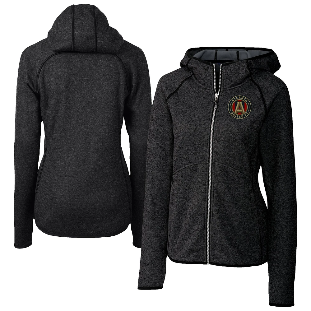 Women's Cutter & Buck Heather Charcoal Atlanta United FC Mainsail Sweater-Knit Full-Zip Jacket