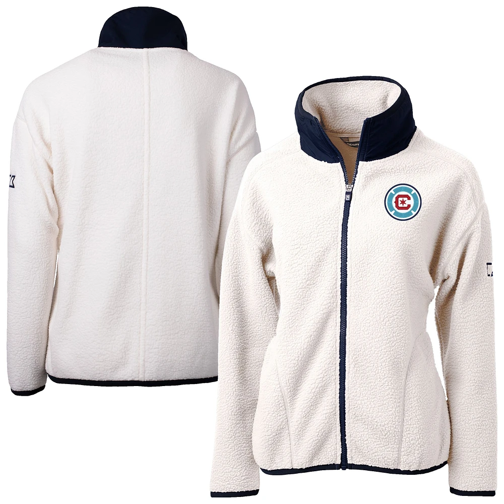 Women's Cutter & Buck Oatmeal Chicago Fire Cascade Eco Fleece Full-Zip Jacket