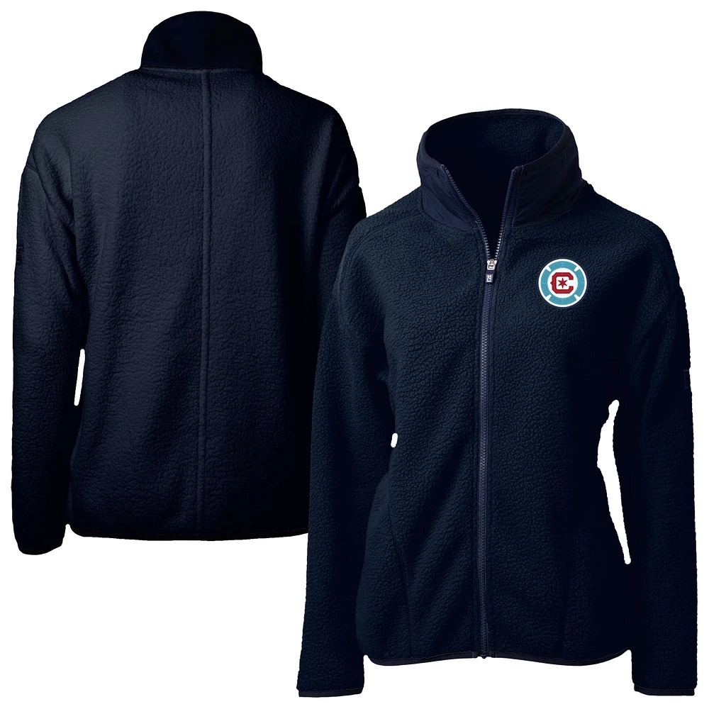 Women's Cutter & Buck Navy Chicago Fire Cascade Eco Fleece Full-Zip Jacket