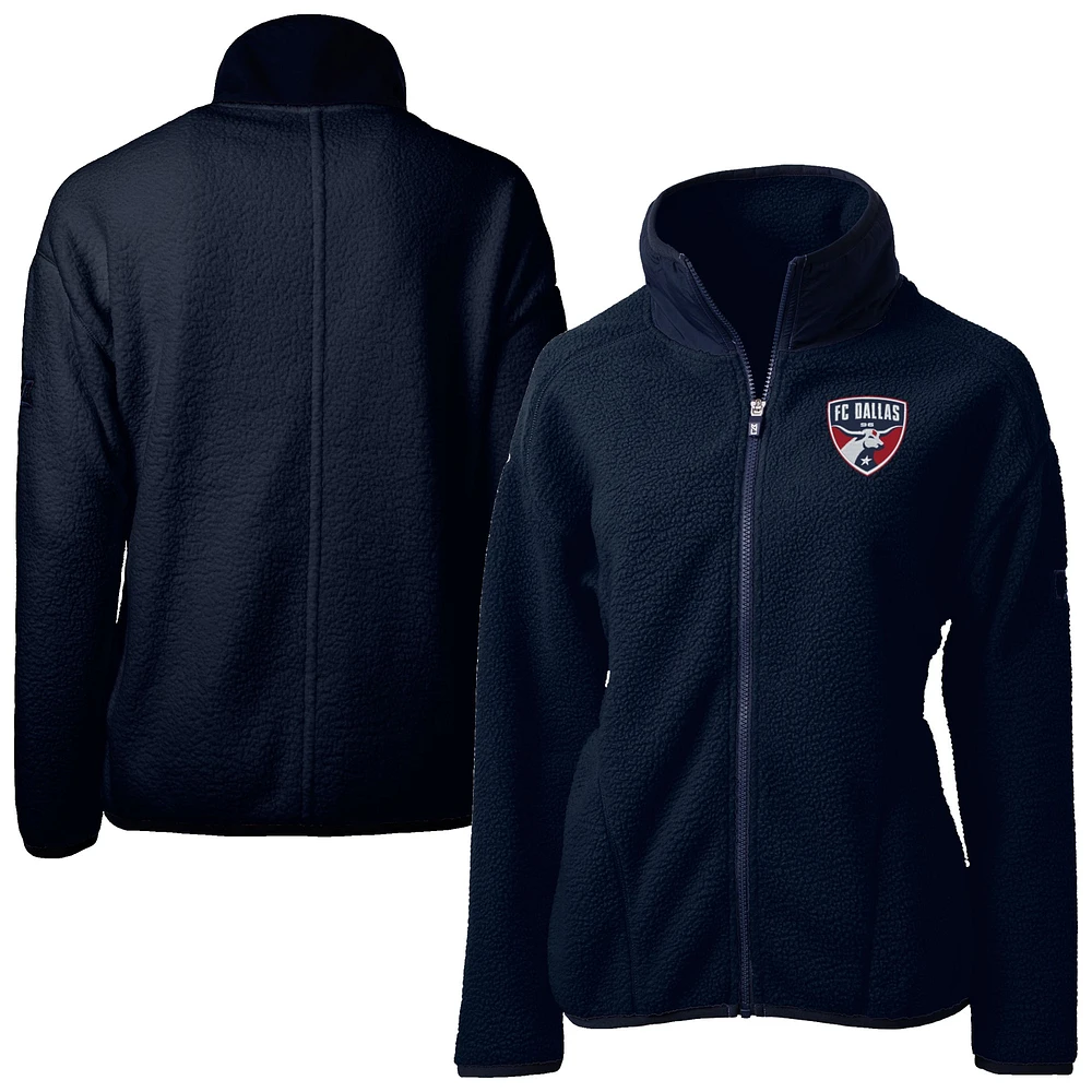 Women's Cutter & Buck Navy FC Dallas Cascade Eco Fleece Full-Zip Jacket