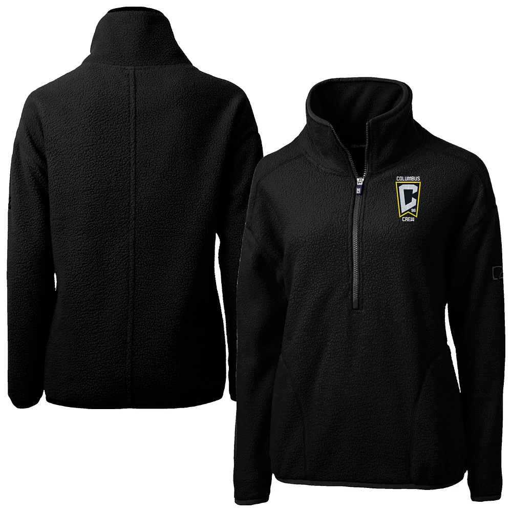 Women's Cutter & Buck Black Columbus Crew Cascade Eco Fleece Pullover Jacket