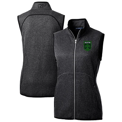 Women's Cutter & Buck Heather Charcoal Austin FC Mainsail Sweater-Knit Full-Zip Vest