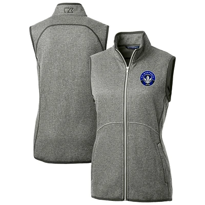 Women's Cutter & Buck Heather Gray CF Montreal Mainsail Sweater-Knit Full-Zip Vest