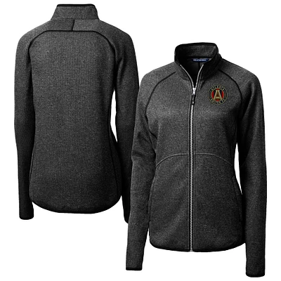 Women's Cutter & Buck Heather Charcoal Atlanta United FC Mainsail Sweater-Knit Raglan Full-Zip Jacket
