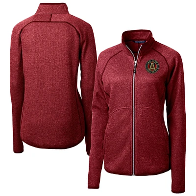 Women's Cutter & Buck Heather Atlanta United FC Mainsail Sweater-Knit Raglan Full-Zip Jacket