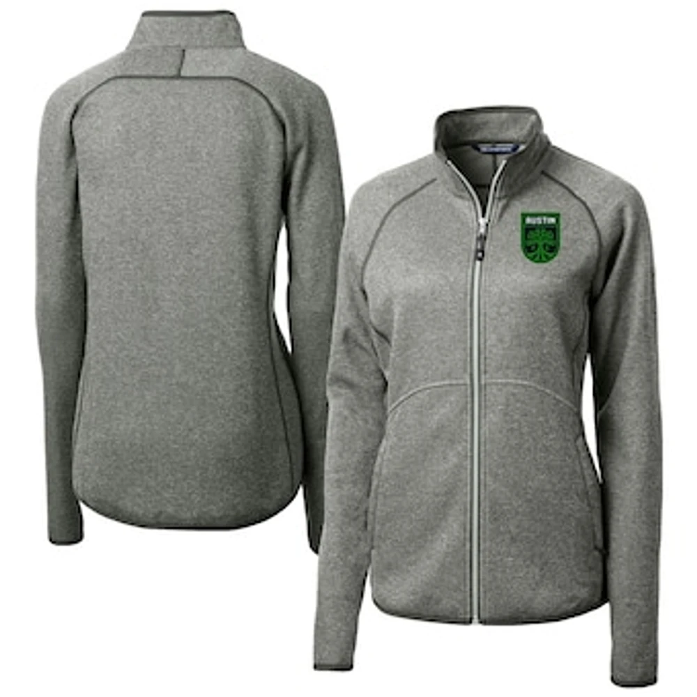 Women's Cutter & Buck Heather Gray Austin FC Mainsail Sweater-Knit Raglan Full-Zip Jacket