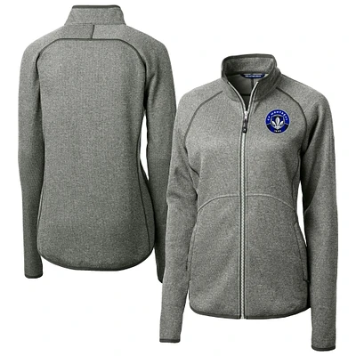 Women's Cutter & Buck Heather Gray CF Montreal Mainsail Sweater-Knit Raglan Full-Zip Jacket