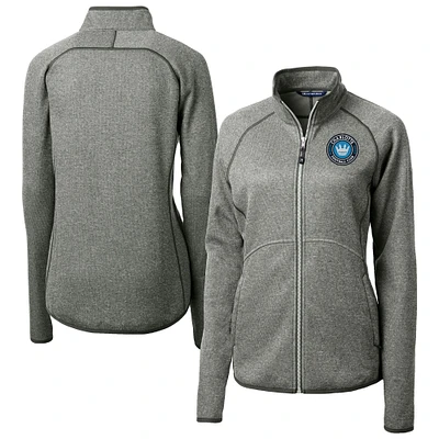 Women's Cutter & Buck Heather Gray Charlotte FC Mainsail Sweater-Knit Raglan Full-Zip Jacket