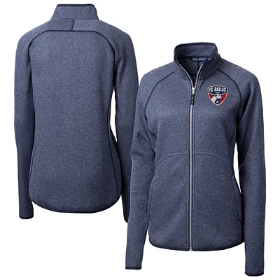 Women's Cutter & Buck Heather Navy FC Dallas Mainsail Sweater-Knit Raglan Full-Zip Jacket