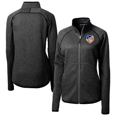 Women's Cutter & Buck Heather Charcoal FC Cincinnati Mainsail Sweater-Knit Raglan Full-Zip Jacket