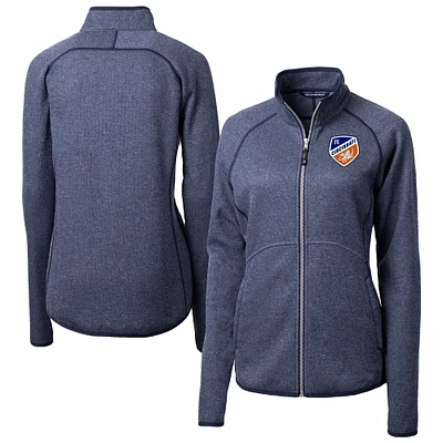 Women's Cutter & Buck Heather Navy FC Cincinnati Mainsail Sweater-Knit Raglan Full-Zip Jacket