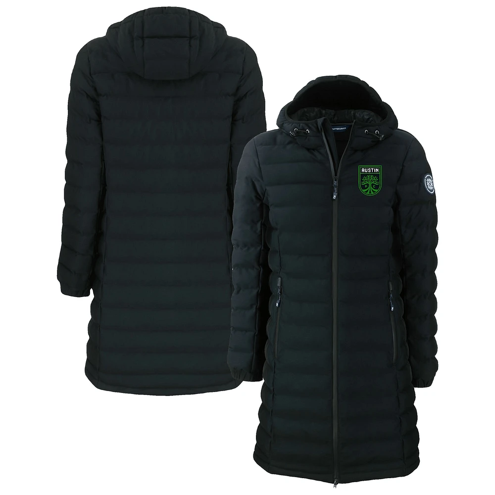 Women's Cutter & Buck Black Austin FC Mission Ridge Repreve Eco Insulated Long Full-Zip Puffer Jacket