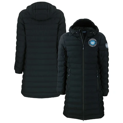 Women's Cutter & Buck Black Charlotte FC Mission Ridge Repreve Eco Insulated Long Full-Zip Puffer Jacket