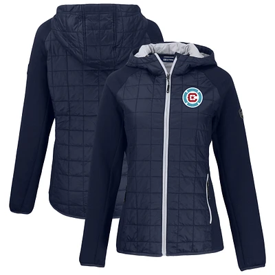 Women's Cutter & Buck Navy Chicago Fire Rainier Primaloft Eco Raglan Full-Zip Hybrid Hooded Jacket