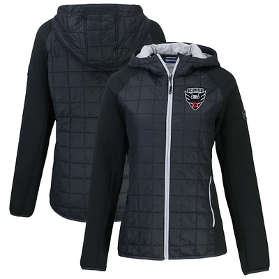 Women's Cutter & Buck  Black D.C. United Rainier Primaloft Eco Raglan Full-Zip Hybrid Hooded Jacket