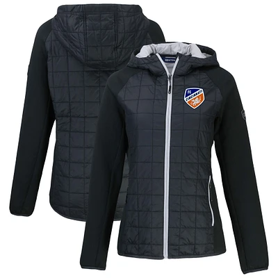 Women's Cutter & Buck  Black FC Cincinnati Rainier Primaloft Eco Raglan Full-Zip Hybrid Hooded Jacket