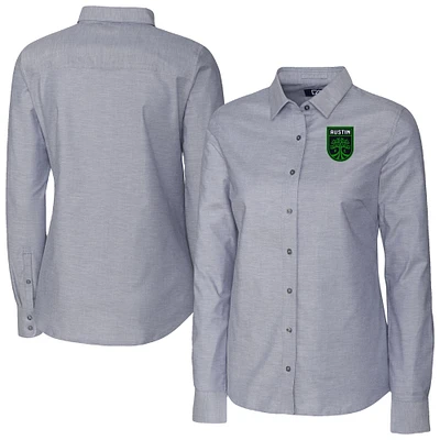 Women's Cutter & Buck Charcoal Austin FC Stretch Oxford Tri-Blend Long Sleeve Dress Shirt