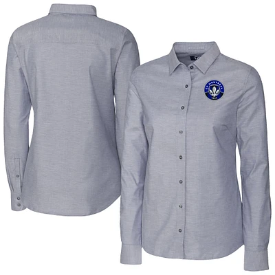 Women's Cutter & Buck Charcoal CF Montreal Stretch Oxford Tri-Blend Long Sleeve Dress Shirt