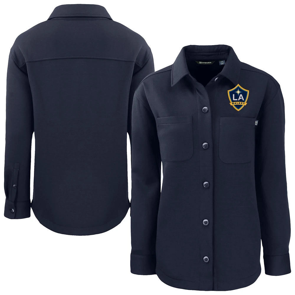 Women's Cutter & Buck Navy LA Galaxy Roam Eco Recycled Shirt Jacket