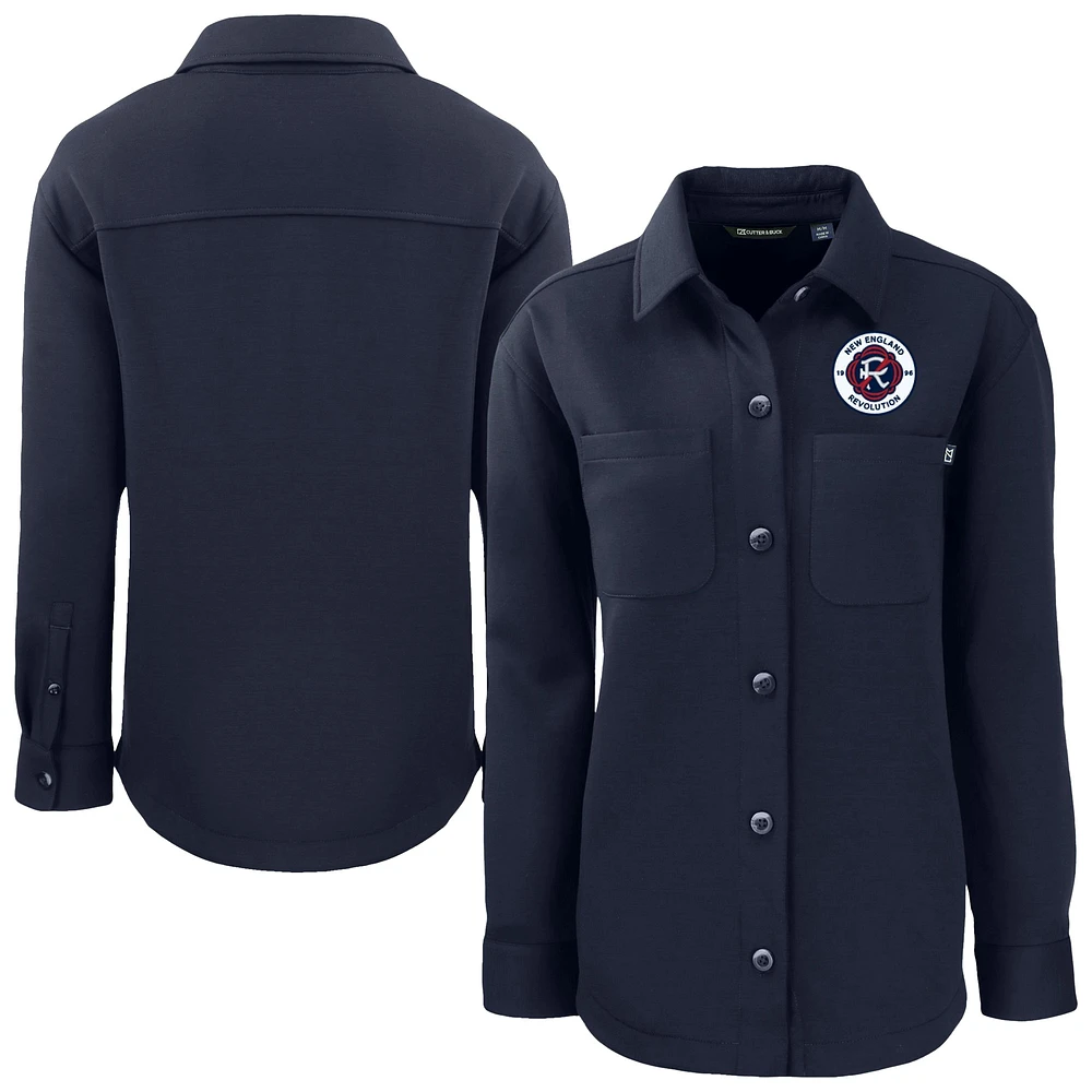 Women's Cutter & Buck Navy New England Revolution Roam Eco Recycled Shirt Jacket