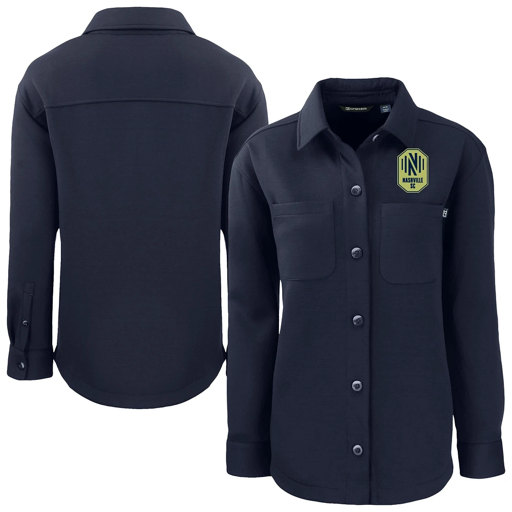 Women's Cutter & Buck Navy Nashville SC Roam Eco Recycled Shirt Jacket