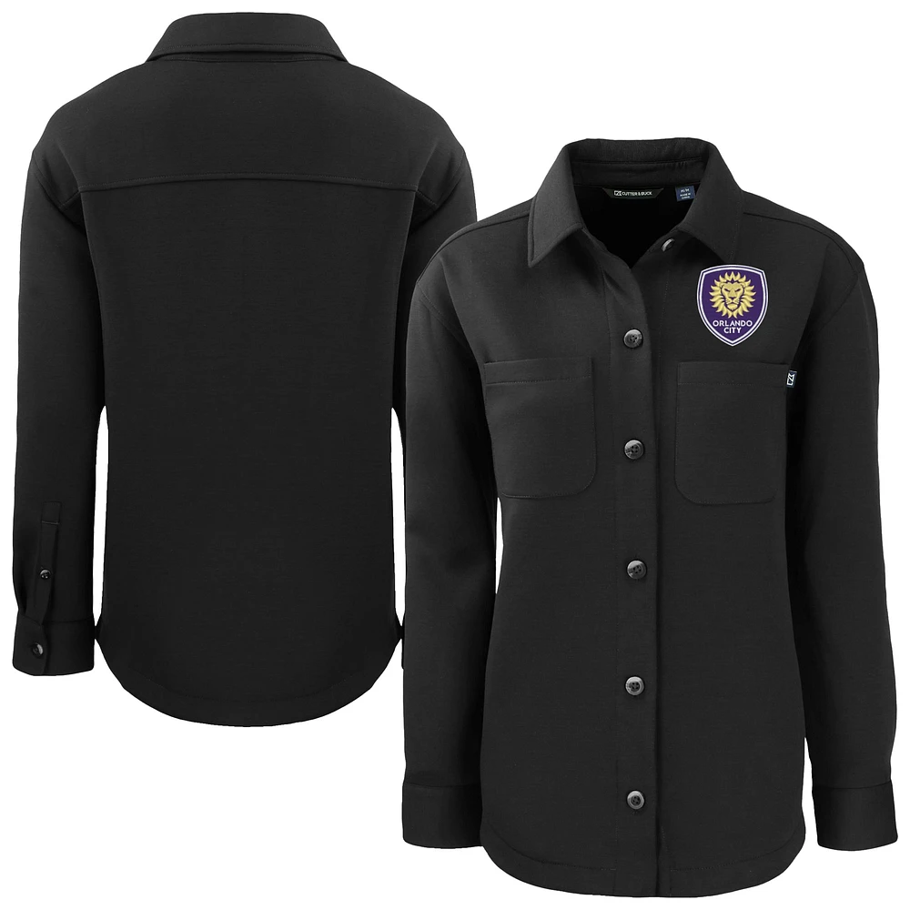 Women's Cutter & Buck Black Orlando City SC Roam Eco Recycled Shirt Jacket