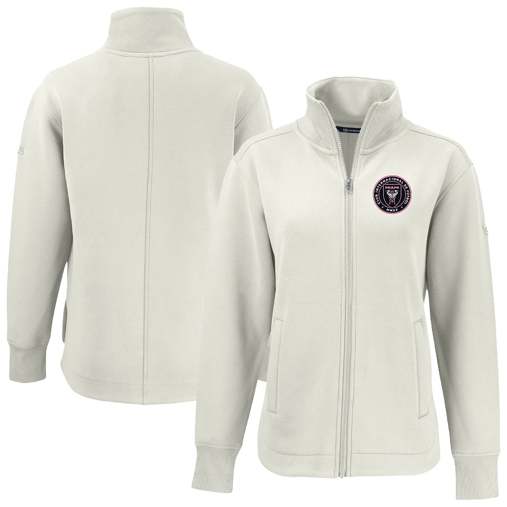 Women's Cutter & Buck Tan Inter Miami CF Roam Eco Full-Zip Recycled Jacket